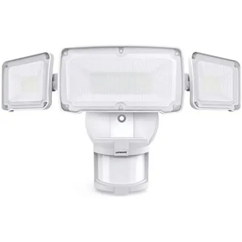 LEPOWER 35W LED Security Lights Motion Sensor Light Outdoor, 3500LM Motion Security Light, 5500K, IP65 Waterproof, 3 Head Motion Detected Flood Light for Garage, Yard, Entryways (NOT Solar Powered)
