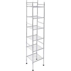 Honey-Can-Do BTH-03484 6 Tier Metal Tower Bathroom Shelf, 12.6” L x 11” W x 59.8” H, Chrome