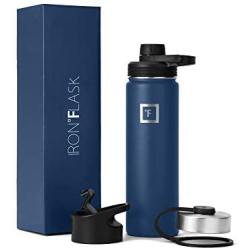 IRON °FLASK Sports Water Bottle - 14oz,18oz,22oz,32oz,40oz, or 64oz, 3 Lids (Spout Lid), Vacuum Insulated Stainless Steel, Hot, Modern, Simple Thermo Mug, Hydro Metal Canteen (22 Oz, Twilight Blue)