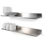 Wallniture Plat Stainless Steel Wall Shelf Heavy Duty Restaurant Bar Cafe & Home Kitchen Organization and Storage Shelf Set of 2 30.8'' Silver