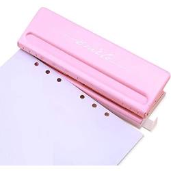 Chris.W Adjustable 6-Hole Punch for A5, Personal, Pocket Planner Inserts, 6 Sheet Capacity - 5.5mm Hole Diameter(Pink)