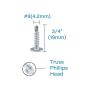 IMScrews 50pcs #8 x 3/4'' Self Drilling Truss Head Screws Standard Thread Wood Work MDF Zinc