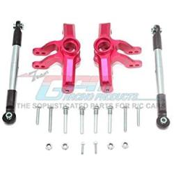 GPM Losi 1/10 Baja Rey 4WD Desert Truck (LOS03008) Upgrade Parts Aluminum Front Knuckle Arm + Stainless Steel Adjustable Tie Rods - 18Pc Set Red