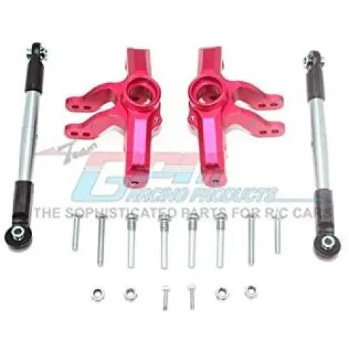 GPM Losi 1/10 Baja Rey 4WD Desert Truck (LOS03008) Upgrade Parts Aluminum Front Knuckle Arm + Stainless Steel Adjustable Tie Rods - 18Pc Set Red
