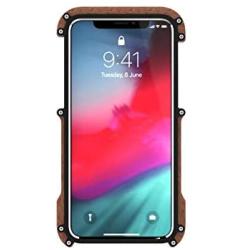 iPhone Xs Max Wood Metal Frame Case,Drop Protection Ultra Thin Aluminum Metal Cover Protective Case Shockproof Dropproof Bumper Frame for Apple iPhone Xs Max 6.5inch 2018 (Black)