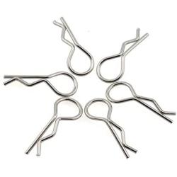 ZRM&E 100pcs 1/16 RC Body Clip Small Bent Body Clips Metal Cotter Pins Springy R Shape Snap Pin Clips for RC HSP Car Truck Buggy Crawler Parts