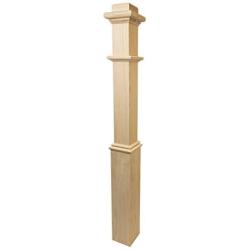 960 - Wood Box Newel - Plain Style with Pedestal - 48 inch - Elegant Sleeve Design - Staircase Post (Red Oak)