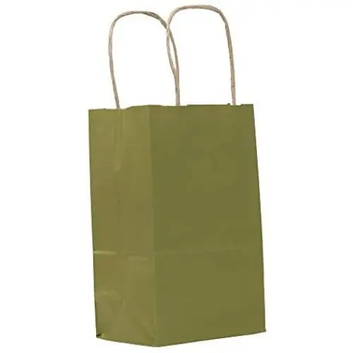 PTP BAGS Gold Rush 5'' x 3'' x 8'' Tote Bags [Pack of 250] Recyclable Metallic Kraft Paper Gift Bags