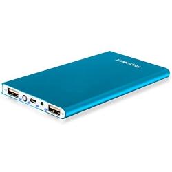 Mopower 10000mAh Portable Charger,Ultra Slim Power Bank Aluminum Metal External Backup Battery Pack for iPhone 7 4 5S 4S, iPad,Galaxy S6 Note 5, iPod,HTC,Sony,LG, Mobile Digital Devices (Blue)