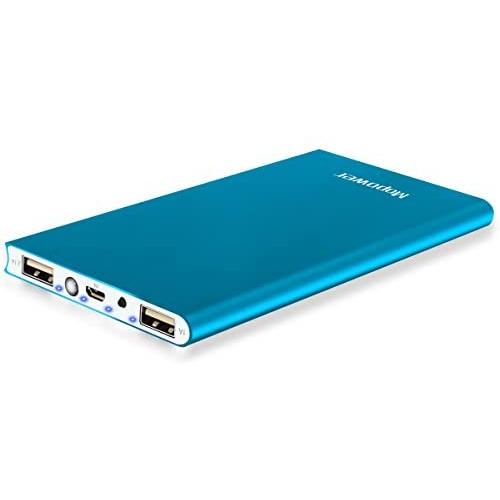 Mopower 10000mAh Portable Charger,Ultra Slim Power Bank Aluminum Metal External Backup Battery Pack for iPhone 7 4 5S 4S, iPad,Galaxy S6 Note 5, iPod,HTC,Sony,LG, Mobile Digital Devices (Blue)