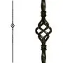 Wrought Iron Balusters (Box of 10) Stair Parts Single Basket Stair Metal Balusters - Hollow 1/2'' Single Basket Square Iron Spindles (Real Satin Black not Matte)