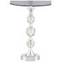 Gustavo Modern Table Lamps Set of 2 Silver Metal Stacked Crystal Balls Black Drum Shade for Living Room Family Bedroom - Regency Hill