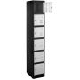 Locker, 6 Metal Compartments, 71'' High with 17'' Deep Lockers (Black w/Grey Doors)