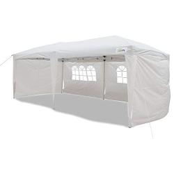 Goutime 10x20 Feet Ez Pop Up Canopy Instant Tent Shelter with 4Pcs 10Ft Removable Sidewalls for Outdoor Christmas Party Events