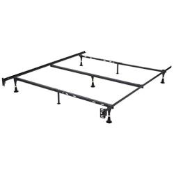 Heavy Duty 7-Leg Adjustable Metal Queen, Full, Full XL, Twin, Twin XL, Bed Frame with Center Support & Glides Only