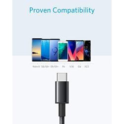 USB Type C Cable, Anker [3-Pack, 6 ft] Premium Nylon USB-C to USB-A Fast Charging Type C Cable, for Samsung Galaxy S10 / S9 / S8 / Note 8, LG V20 / G5 / G6 and More (Black)