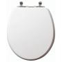 TOPSEAT TinyHiney Potty Round Toilet Seat, Adult/Child, w/Slow Close Chromed Metal Hinges, Wood, White