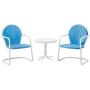 Crosley Furniture Griffith 3-Piece Metal Outdoor Conversation Set with Table and 2 Chairs - Sky Blue