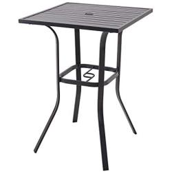 Patio Bar Table Outdoor Metal Bar Height Bistro Table with Umbrella Hole