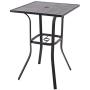Patio Bar Height Table Outdoor Metal Frame Bistro Table with Umbrella Hole