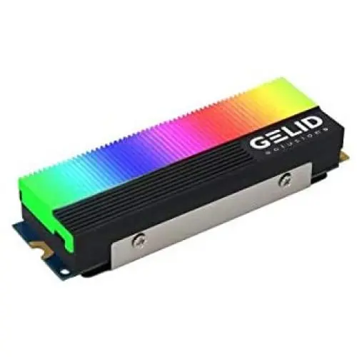 Gelid Solutions Glint - ARGB M.2 SSD Cooler - Integrated ARGB Module - Aluminum Heatsink - M.2 Compatible - 73x24x15mm - Black Gelid Solutions Glint - ARGB M.2 SSD Cooler - Integrated ARGB Module - Aluminum Heatsink - M.2 Compatible - 73x24x15mm - Black