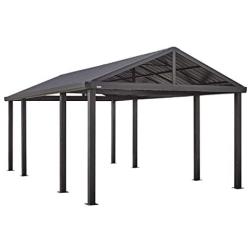 Sojag 20 x 12 Samara Carport with Aluminum Frame and 10 High Galvanized Steel Roof for Easy Drive Through Access, Gray