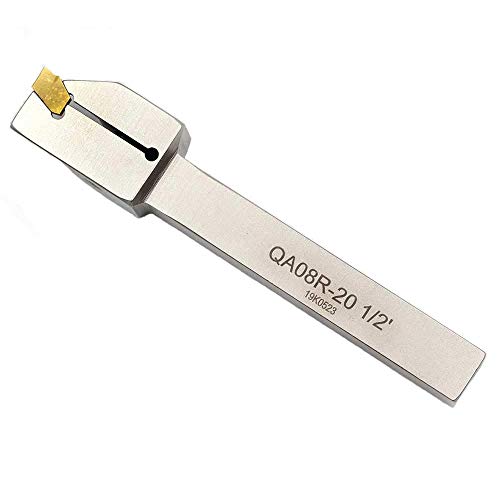 OSCARBIDE 1/2'' Heavy Duty Indexable Grooving Parting Holder Nickel Plated QA08R-20 Right -Hand Lathe Cut Off Tool with Carbide Insert GTN-2, 1 Piece