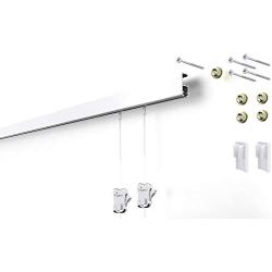 STAS Cliprail Pro Picture Hanging System Set - Covers 4.92 ft of Wall Space - Heavy Duty Picture Rail & Art Hanging Gallery Kit (4.92ft of Rails, 2 Hooks & Cords, White Rails)