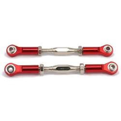 2pcs Machined Metal Front Rear Servo Link Steering Linkage Rod Turnbuckles for 1/10 Traxxas Slash 4x4 5807 Stampede RC Car Upgraded Parts (Red)