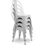 BELLEZE Vintage Style Metal Dining Chairs - White (Set of 4) Stackable Backrest Chair for Kitchen & Office