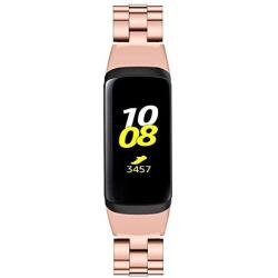 E ECSEM Compatible with Samsung Galaxy Fit SM-R370 Bands, Galaxy Fit Watch Band Solid Stainless Steel Metal Replacement Bracelet Strap fit for Galaxy Fit SM-R370 Smart Watch, Adjustable (Rosegold)