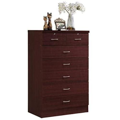 Hodedah HI70DR Mahogany Chest of Drawers with Locks