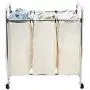 Seville Classics Mobile 3-Bag Heavy-Duty Laundry Hamper Sorter Cart