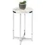 Best Choice Products 16in Side Table, Faux Marble Round End Table, Modern Small Accent Home Decor for Living Room, Dining Room, Tea, Coffee w/Metal Frame, Foot Caps, Designer - White/Chrome