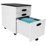 Calico Designs Metal Full Extension, Locking, 3-Drawer Mobile File Cabinet Assembled (Except Casters) for Legal or Letter Files with Supply Organizer Tray in White