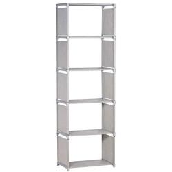 NiceAI Bookshelf Lightweight Slim Modern Bookcase Metal Framework Childrens Room Arrangement Toys Office A4 File Books Kitchen Clothing Storage Rack Gray 6-Tier