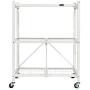 Origami Rack 3 Tier Foldable Storage Rolling Cart Metal Wire Organizer Shelves | Small Portable Pre-Assembled with wheels | 29'' W x 13'' D x 35.5'' H | R3 Series White