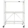 Origami Rack 3 Tier Foldable Storage Rolling Cart Metal Wire Organizer Shelves | Small Portable Pre-Assembled with wheels | 29'' W x 13'' D x 35.5'' H | R3 Series White