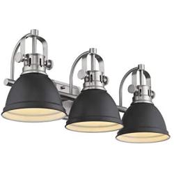 Emliviar 3-Light Bathroom Vanity Light Fixture, Black Finish with Metal Shade, 4054H-A