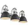 Emliviar 3-Light Bathroom Vanity Light Fixture, Black Finish with Metal Shade, 4054H-A