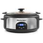 Elite Gourmet Glas Slow Cooker with Adjustable Temp, Entrees, Sauces, Stews & Dips, Dishwasher Safe Glass Lid & Crock, 6 Quart, Stainless Steel