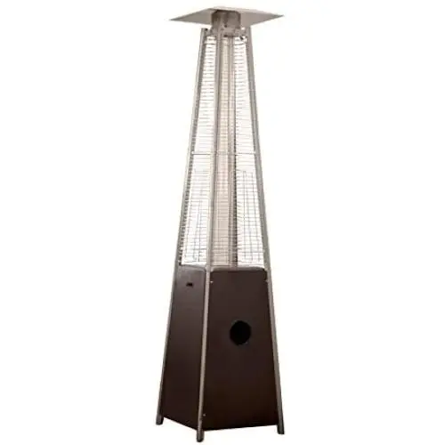 Hiland HLDSO1-WGTHG Pyramid Patio Propane Heater w/Wheels, 87 Inches, Hammered Bronze
