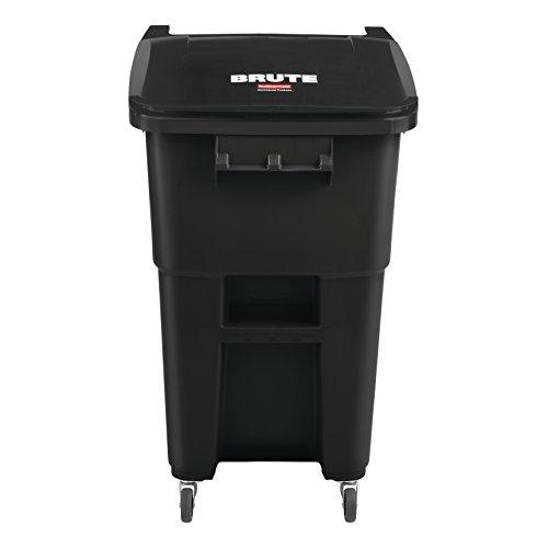 Rubbermaid Commercial Products BRUTE Rollout Trash/Garbage Can with Caster Wheels, 50-gallon, Black (2018383)