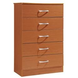 Hodedah 5 Drawer Chest, with Metal Gliding Rails, Cherry