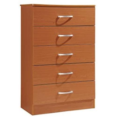 Hodedah 5 Drawer Chest, with Metal Gliding Rails, Cherry