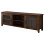 Walker Edison Portsmouth Classic 2 Glass Door TV Stand for TVs up to 80 Inches, 70 Inch, Walnut Brown