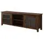 Walker Edison Portsmouth Classic 2 Glass Door TV Stand for TVs up to 80 Inches, 70 Inch, Walnut Brown