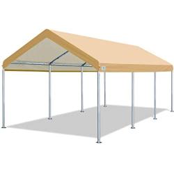 ADVANCE OUTDOOR 20x10 ft Heavy Duty Carport Car Canopy Garage Boat Shelter Party Tent, Adjustable Height from 6.0ft to 7.5ft, Beige