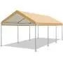 ADVANCE OUTDOOR 20x10 ft Heavy Duty Carport Car Canopy Garage Boat Shelter Party Tent, Adjustable Height from 6.0ft to 7.5ft, Beige