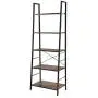 CHADIOR Ladder Bookshelf, 5-Tier Industrial, Freestanding Tall Wooden and Metal Frame Shelf, Narrow Etagere Bedroom and Living Room Easy Assembly Bookcases, Rustic Brown